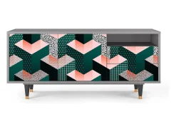 Mueble de TV - 125х56х41 cm - T7 - Geometric Madness, Cinza^ Móvel De Tv