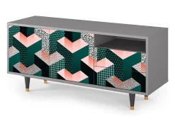 Mueble de TV - 125х56х41 cm - T7 - Geometric Madness, Cinza^ Móvel De Tv
