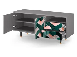 Mueble de TV - 125х56х41 cm - T7 - Geometric Madness, Cinza^ Móvel De Tv