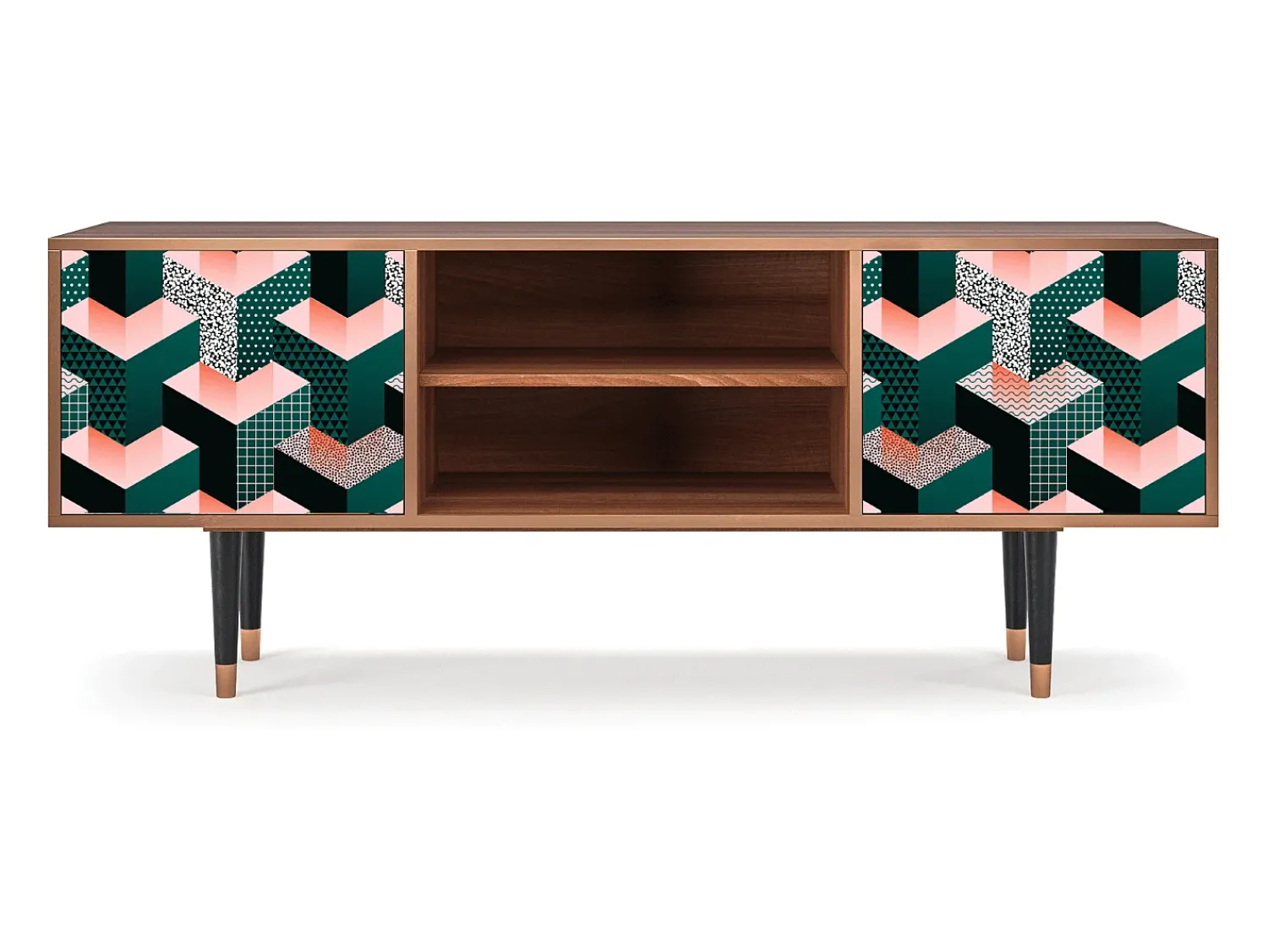 Outlet Mueble de TV - 170х69х48 cm - T2 - Geometric Madness, Nogueira Castanho