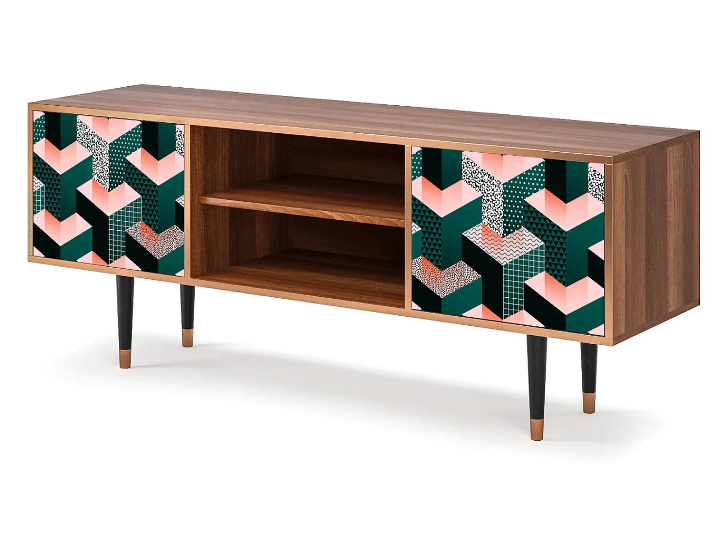 Outlet Mueble de TV - 170х69х48 cm - T2 - Geometric Madness, Nogueira Castanho