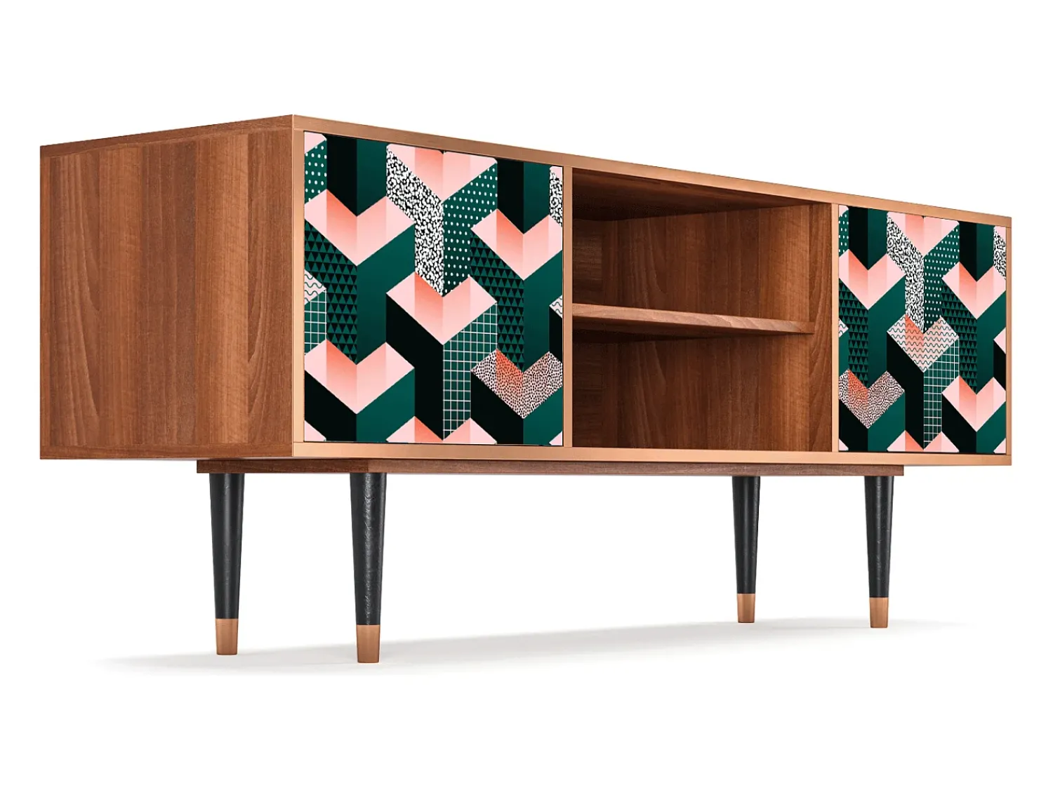 Outlet Mueble de TV - 170х69х48 cm - T2 - Geometric Madness, Nogueira Castanho