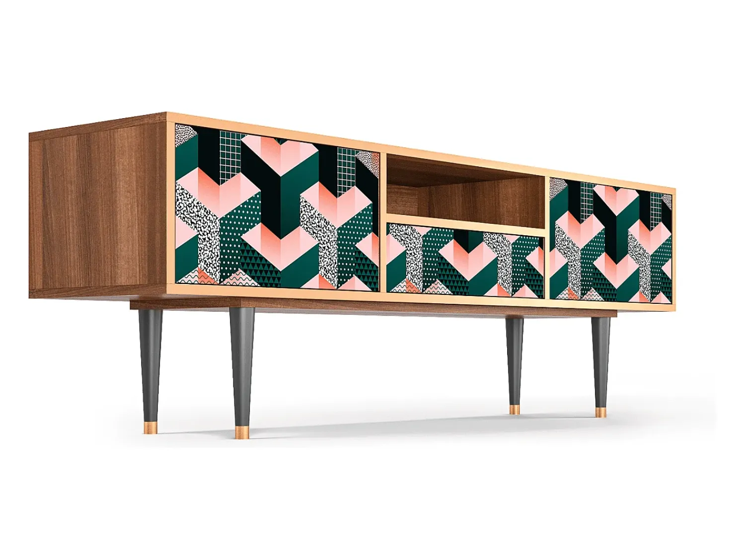 Mueble de TV - 170х59х41 cm - T6 - Geometric Madness, Nogueira^ Móvel De Tv