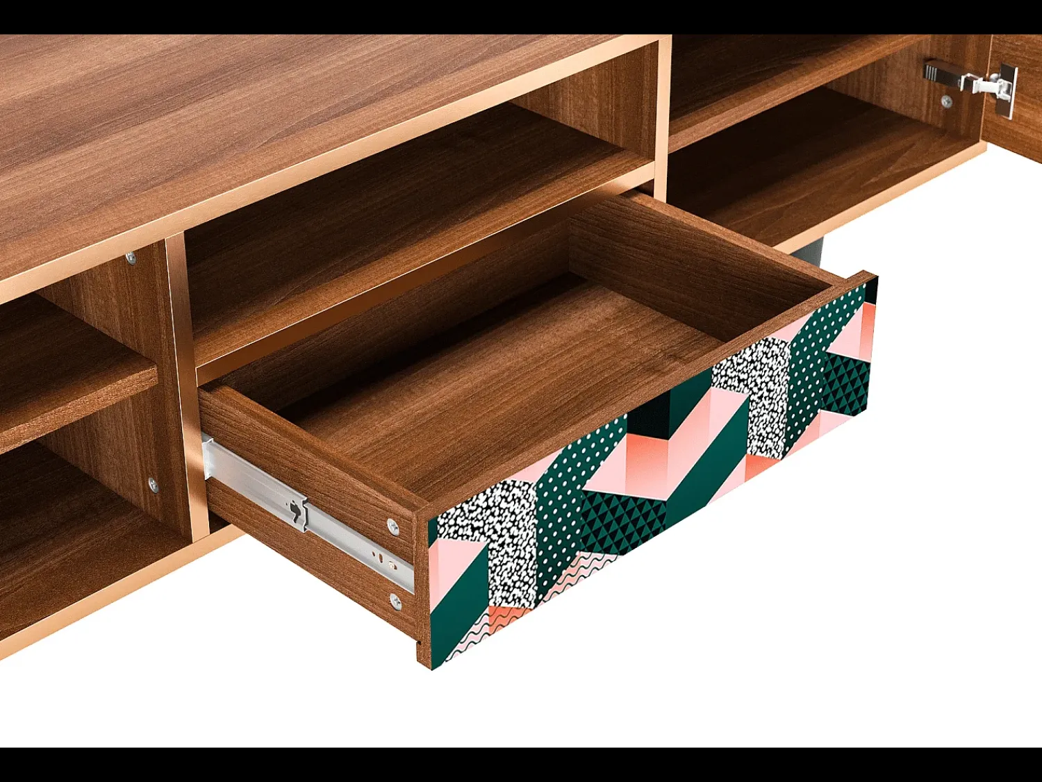 Mueble de TV - 170х59х41 cm - T6 - Geometric Madness, Nogueira^ Móvel De Tv