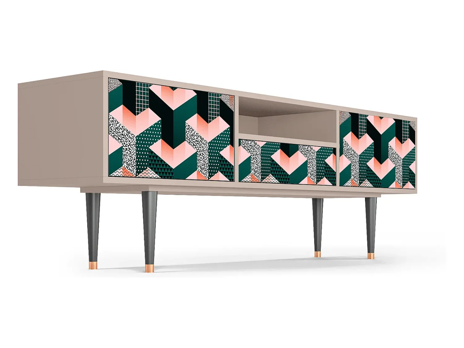 Móvel De Tv| Mueble de TV - 170х59х41 cm - T6 - Geometric Madness, Latte Bege