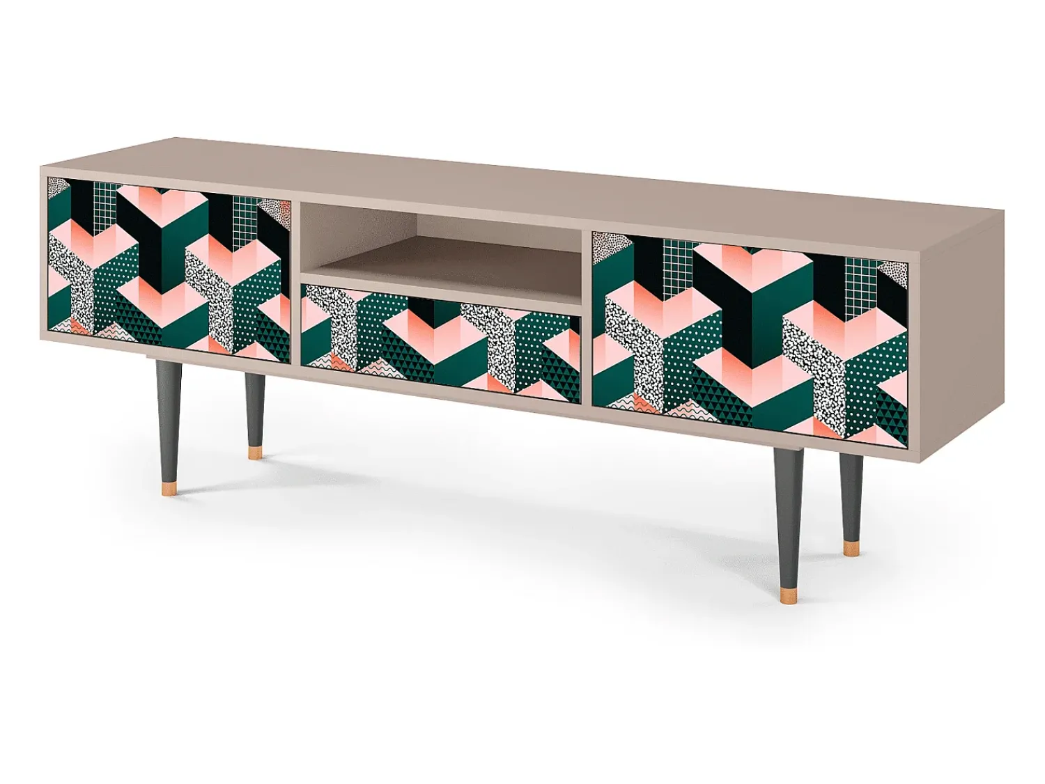 Móvel De Tv| Mueble de TV - 170х59х41 cm - T6 - Geometric Madness, Latte Bege