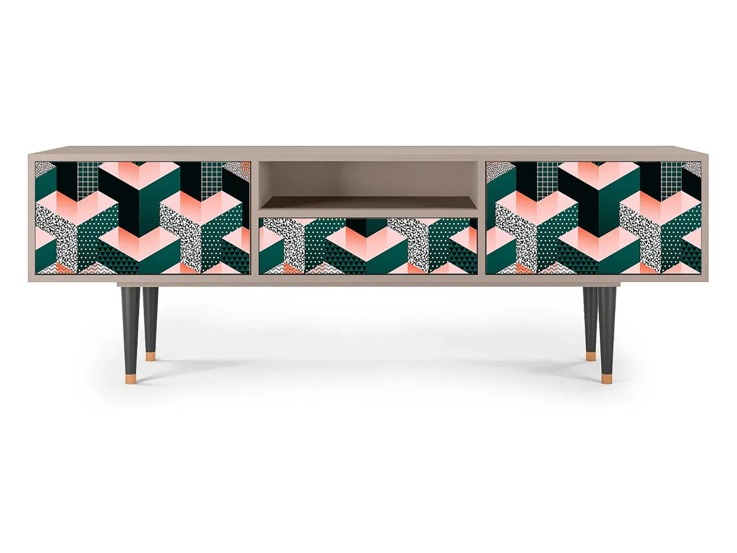 Móvel De Tv| Mueble de TV - 170х59х41 cm - T6 - Geometric Madness, Latte Bege