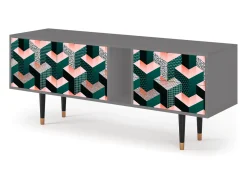 New Mueble de TV - 170х69х48 cm - T1 - Geometric Madness, Cinza Cinzento