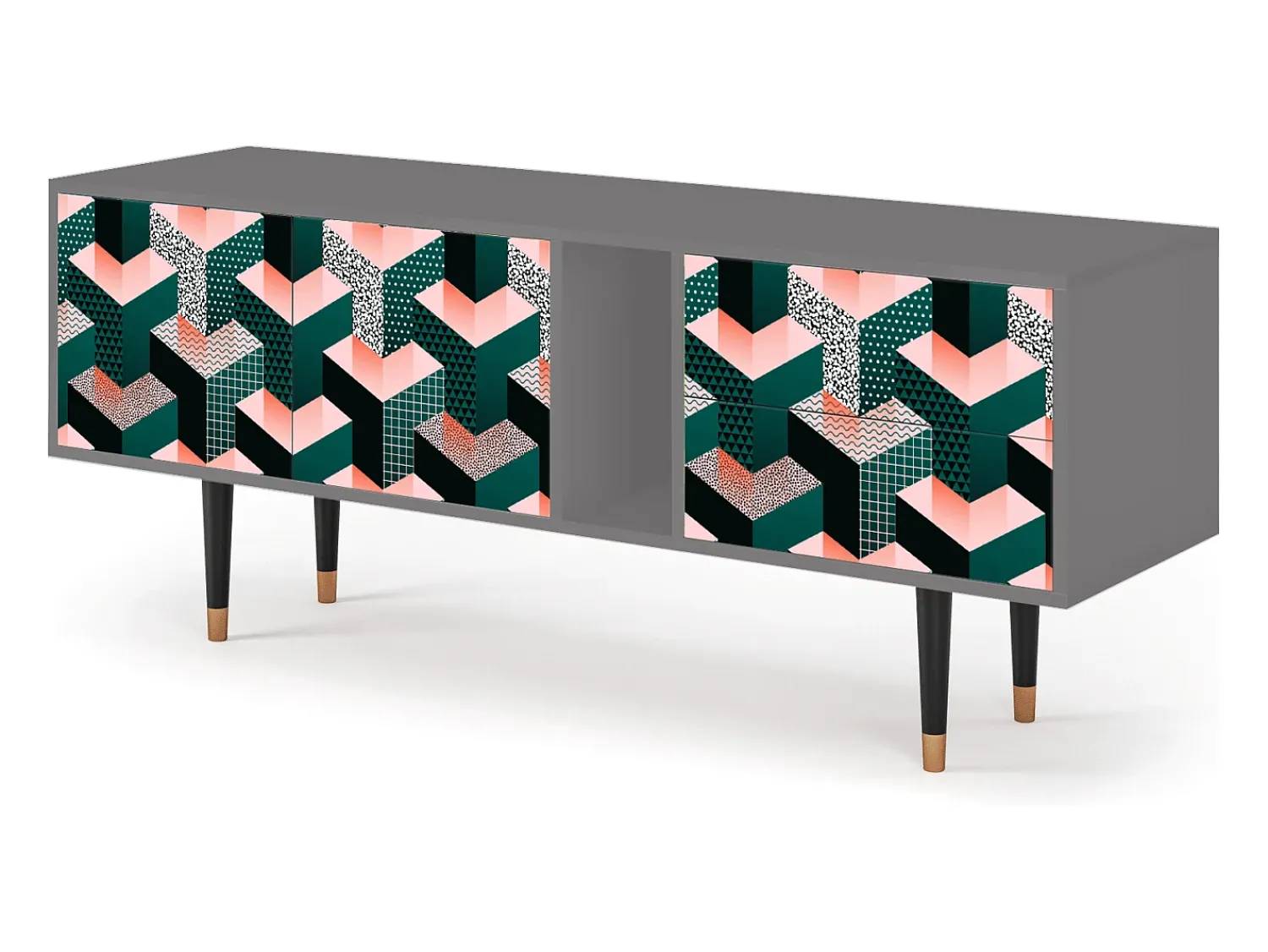 New Mueble de TV - 170х69х48 cm - T1 - Geometric Madness, Cinza Cinzento