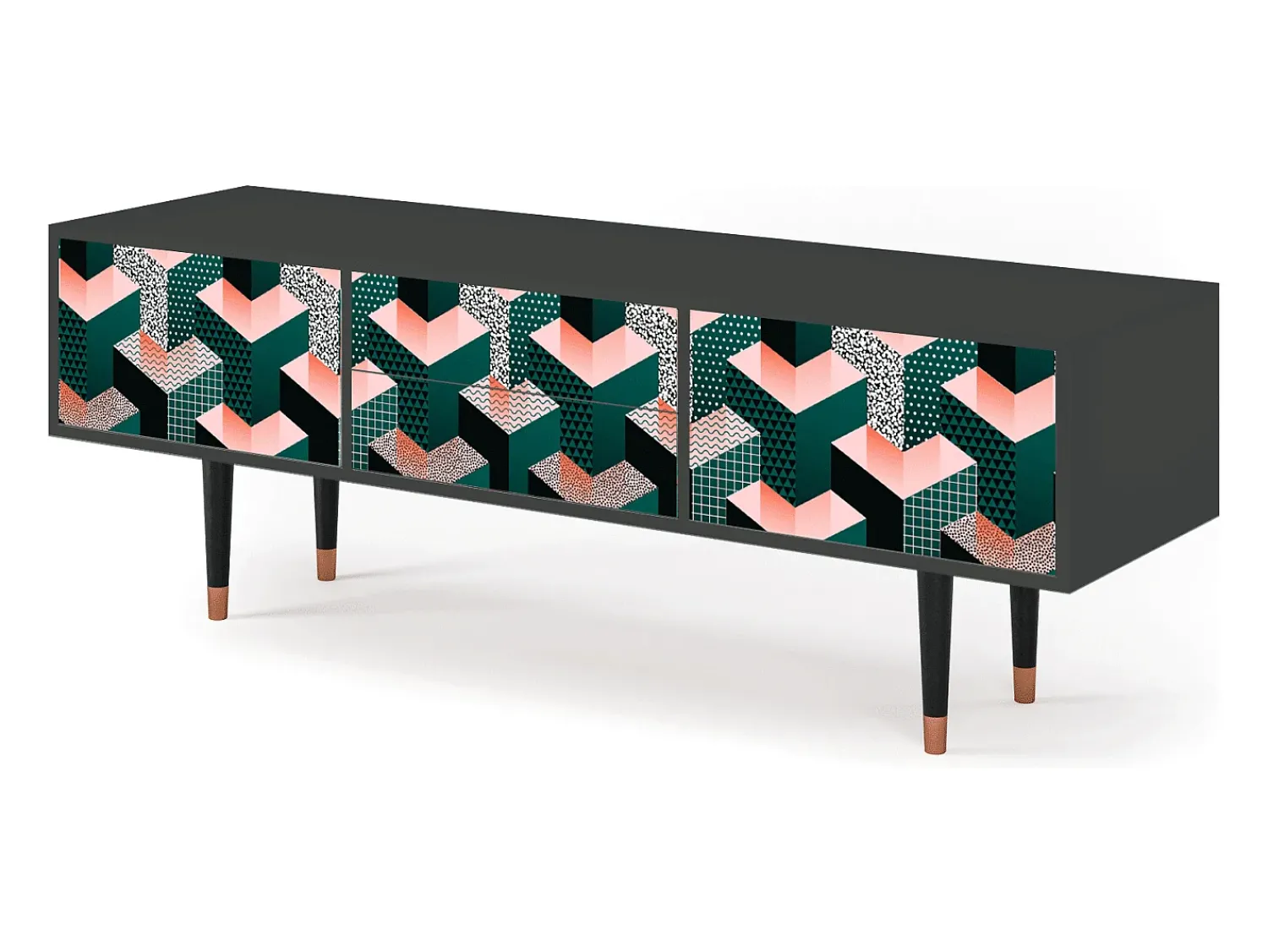 Móvel De Tv| Mueble de TV - 170х59х48 cm - T4 - Geometric Madness, Antracite Cinza antracite