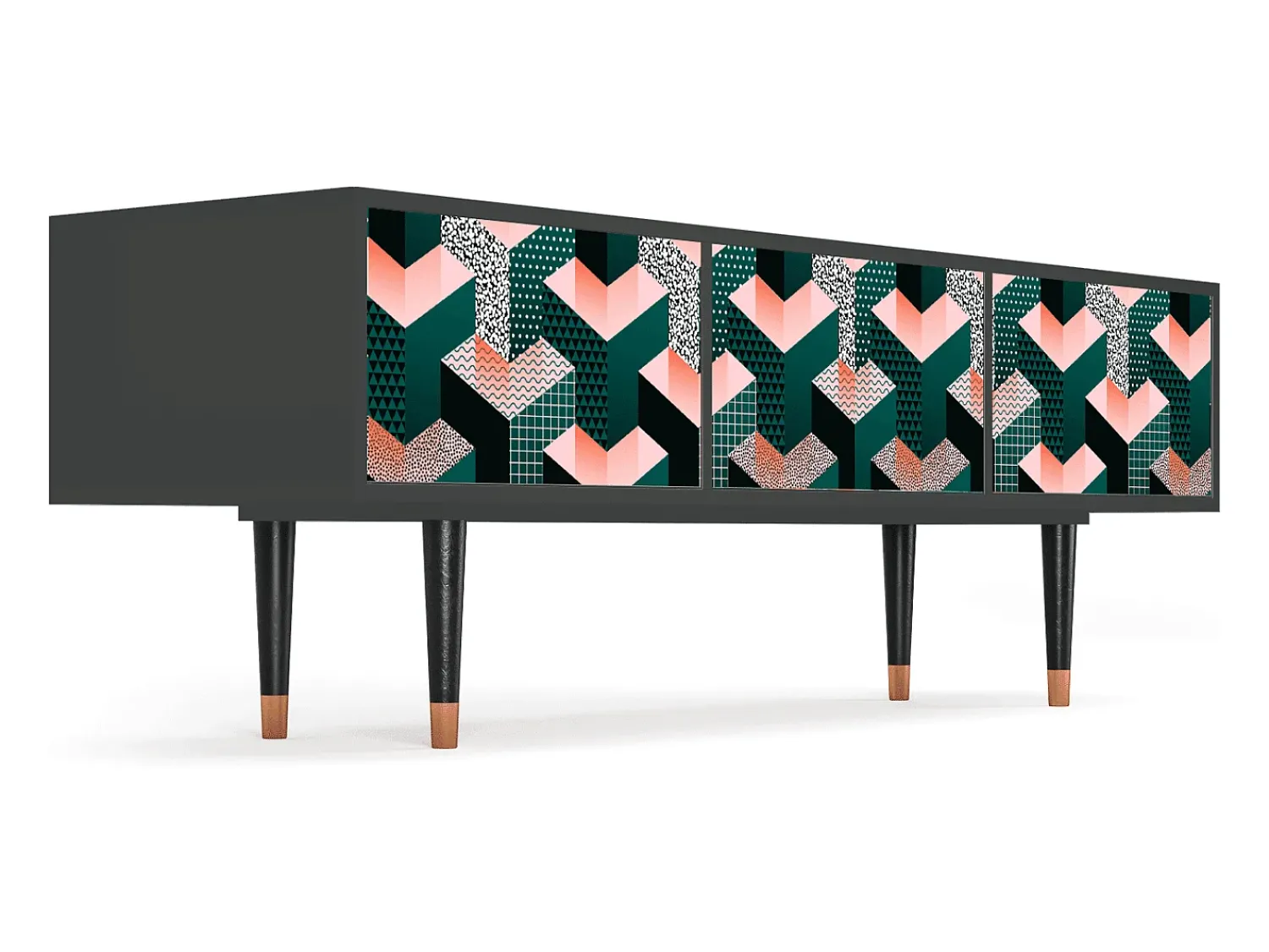 Móvel De Tv| Mueble de TV - 170х59х48 cm - T4 - Geometric Madness, Antracite Cinza antracite