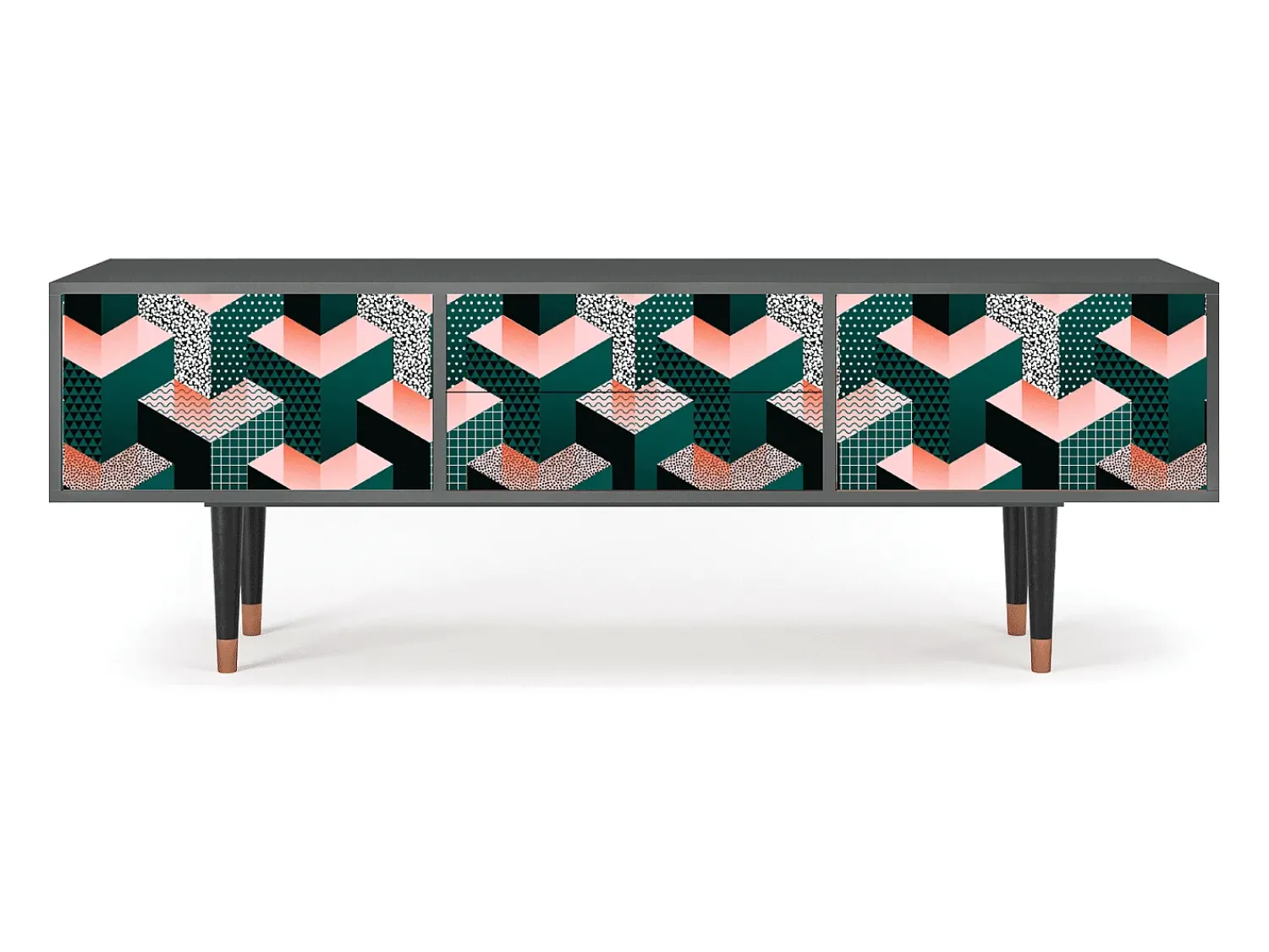 Móvel De Tv| Mueble de TV - 170х59х48 cm - T4 - Geometric Madness, Antracite Cinza antracite