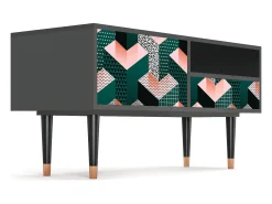 Móvel De Tv* Mueble de TV - 115х59х48 cm - T3 - Geometric Madness, Antracite Cinza antracite