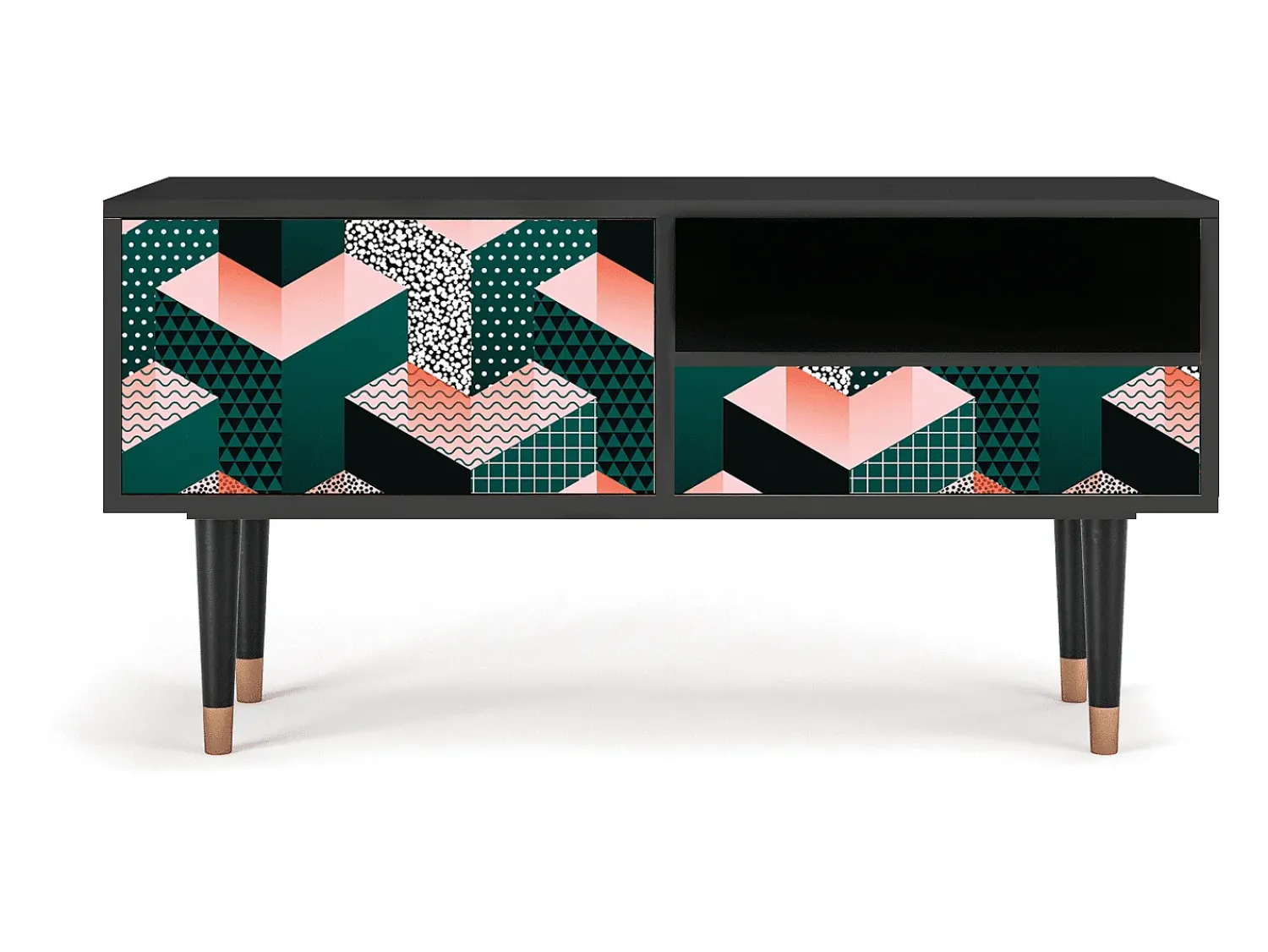 Móvel De Tv* Mueble de TV - 115х59х48 cm - T3 - Geometric Madness, Antracite Cinza antracite