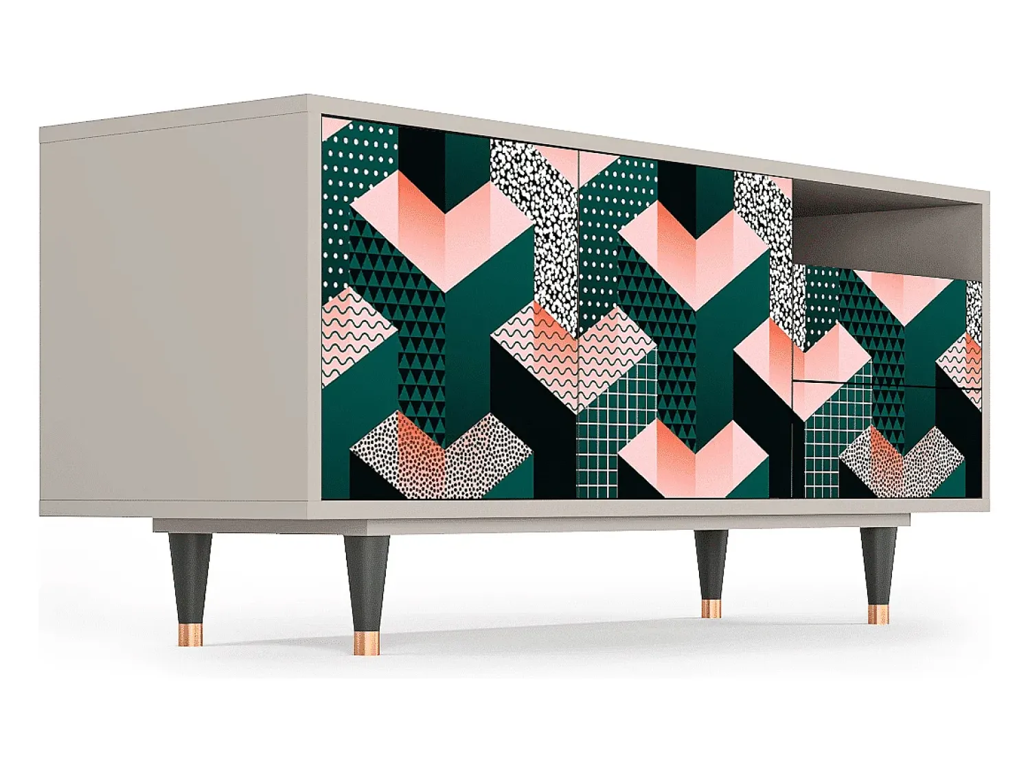 Móvel De Tv| Mueble de TV - 125х56х41 cm - T7 - Geometric Madness, Areia Bege