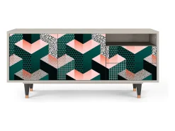 Móvel De Tv| Mueble de TV - 125х56х41 cm - T7 - Geometric Madness, Areia Bege