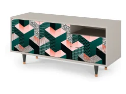 Móvel De Tv| Mueble de TV - 125х56х41 cm - T7 - Geometric Madness, Areia Bege