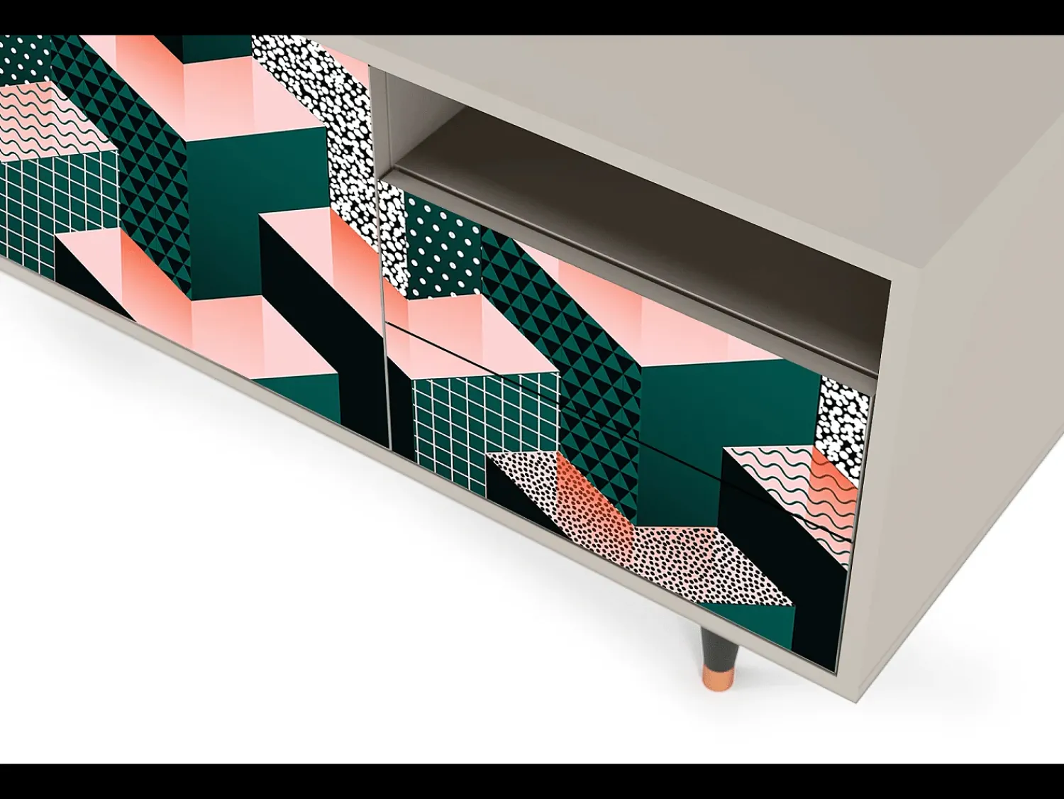 Móvel De Tv| Mueble de TV - 125х56х41 cm - T7 - Geometric Madness, Areia Bege