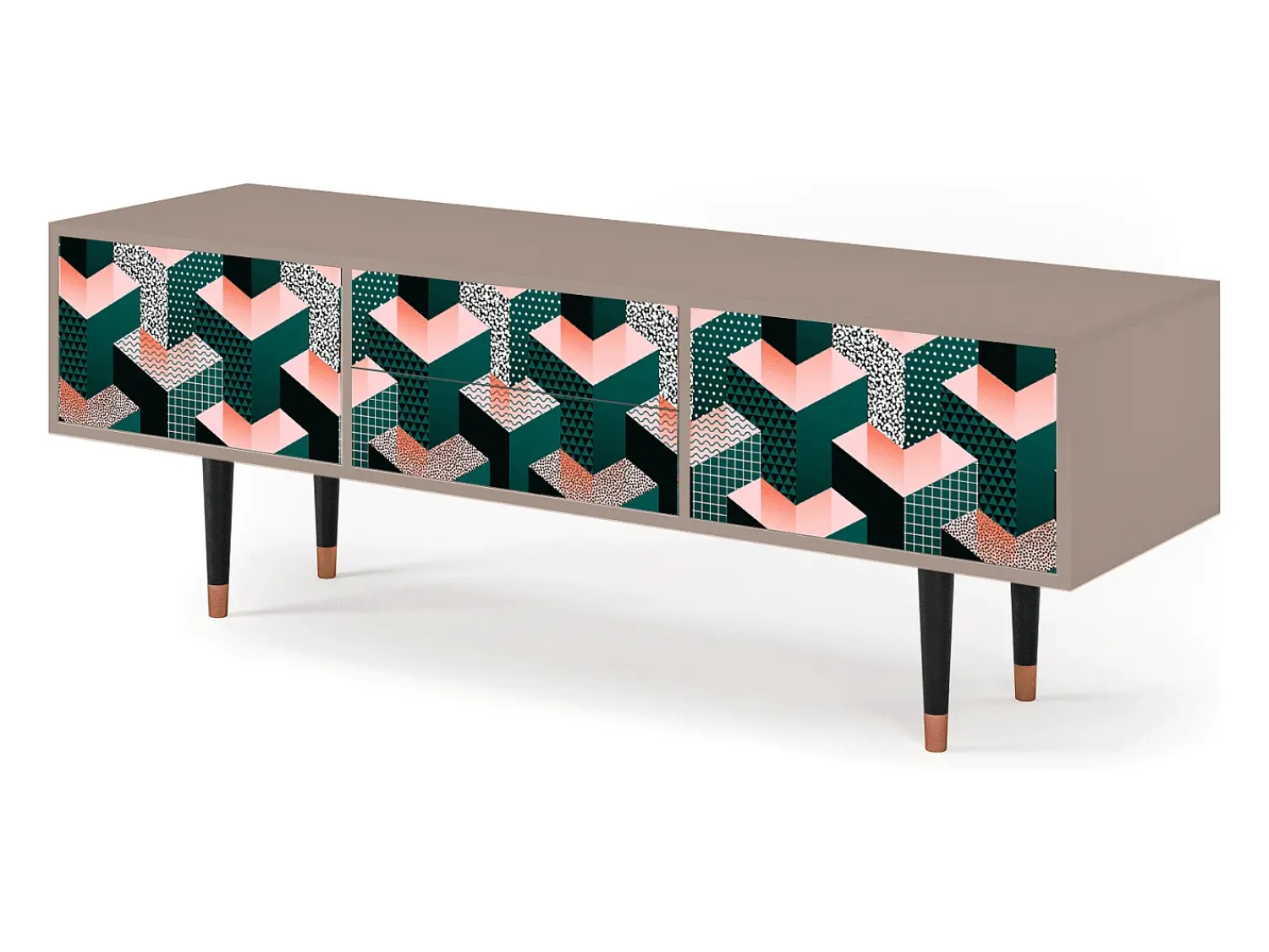 Móvel De Tv| Mueble de TV - 170х59х48 cm - T4 - Geometric Madness, Latte Bege