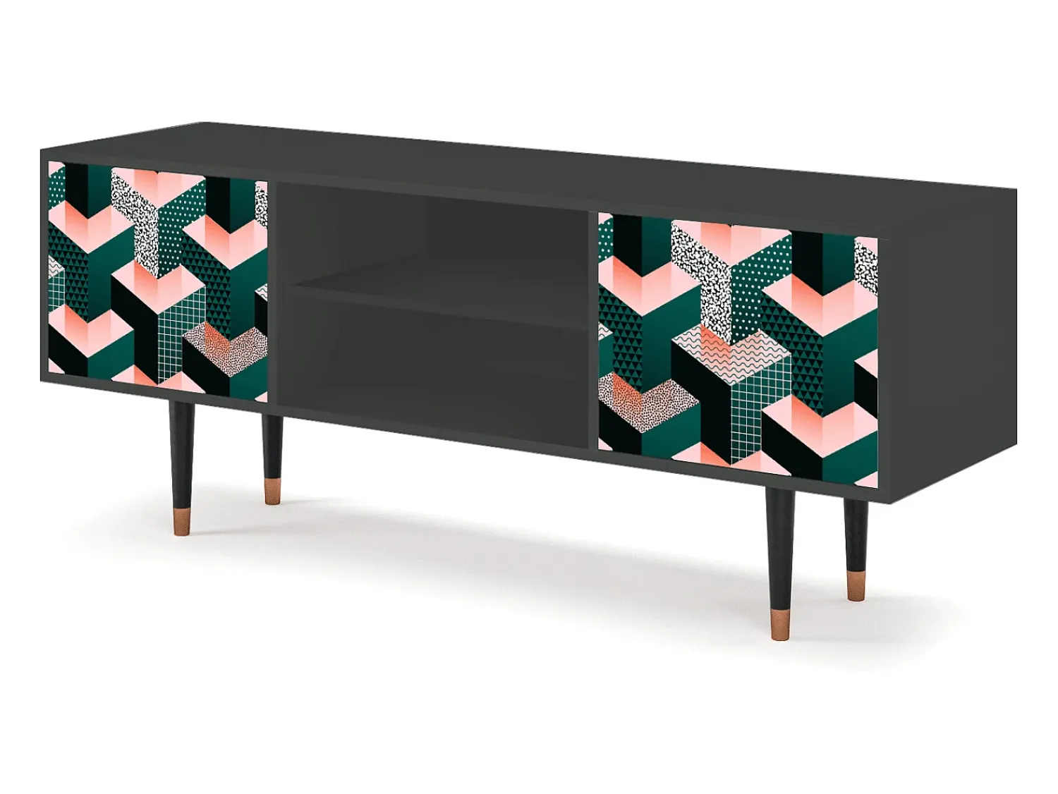 Mueble de TV - 170х69х48 cm - T2 - Geometric Madness, Antracite^ Móvel De Tv
