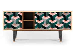 Móvel De Tv| Mueble de TV - 150х69х41 cm - T5 - Geometric Madness, Nogueira Castanho