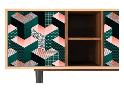 Móvel De Tv| Mueble de TV - 150х69х41 cm - T5 - Geometric Madness, Nogueira Castanho