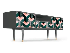 Outlet Mueble de TV - 170х59х41 cm - T6 - Geometric Madness, Antracite Cinza antracite