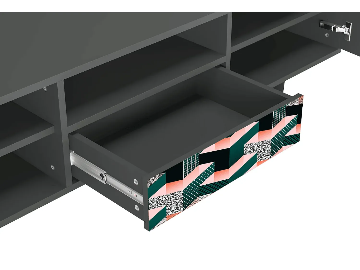 Outlet Mueble de TV - 170х59х41 cm - T6 - Geometric Madness, Antracite Cinza antracite