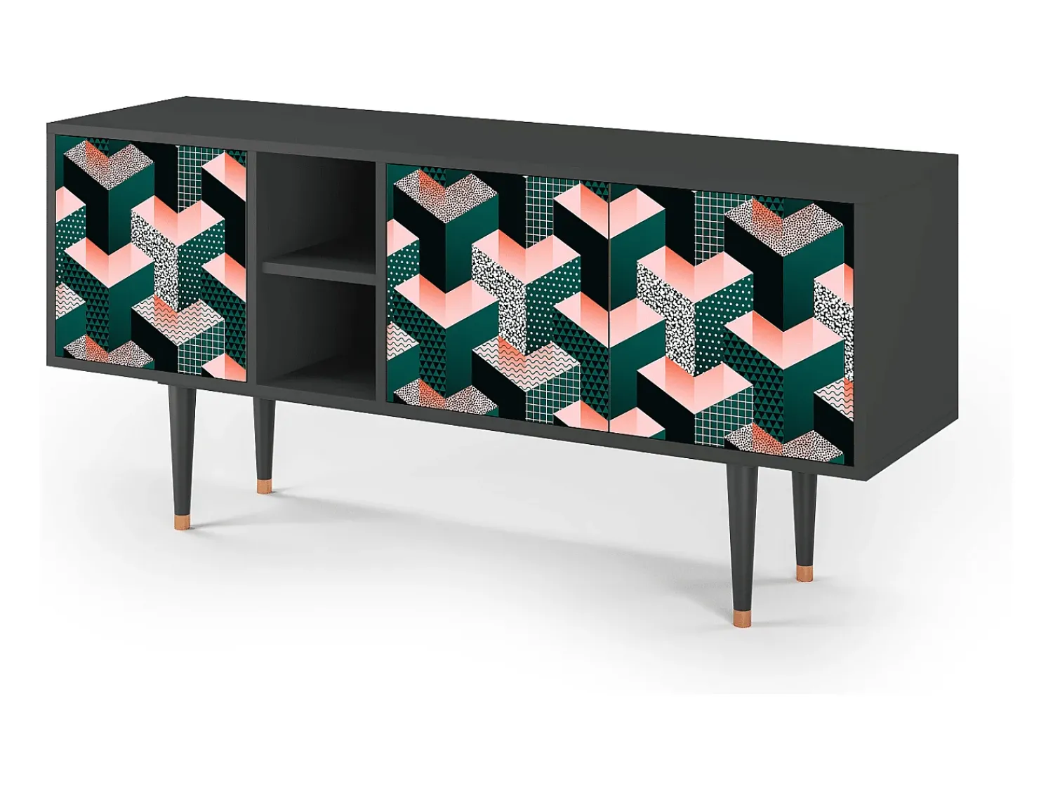 Mueble de TV - 150х69х41 cm - T5 - Geometric Madness, Antracite^ Móvel De Tv