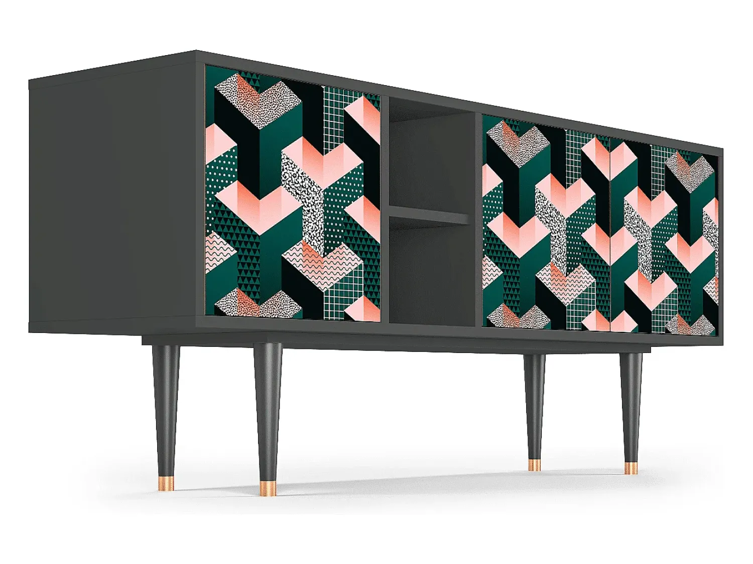 Mueble de TV - 150х69х41 cm - T5 - Geometric Madness, Antracite^ Móvel De Tv
