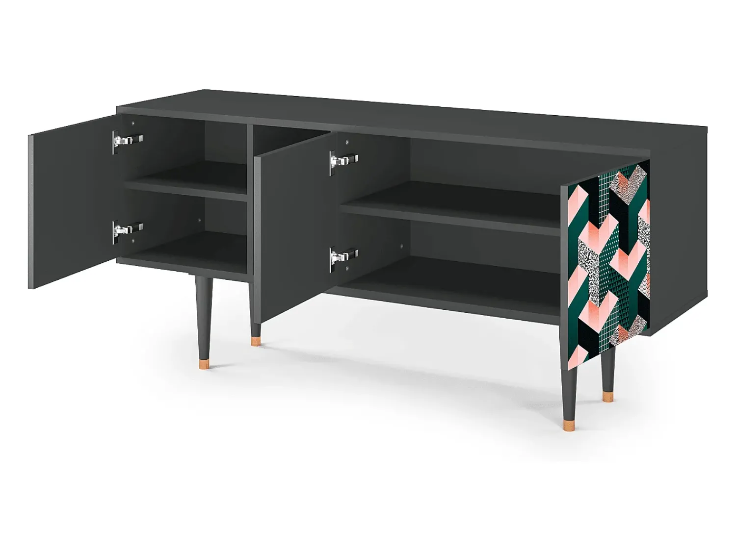 Mueble de TV - 150х69х41 cm - T5 - Geometric Madness, Antracite^ Móvel De Tv