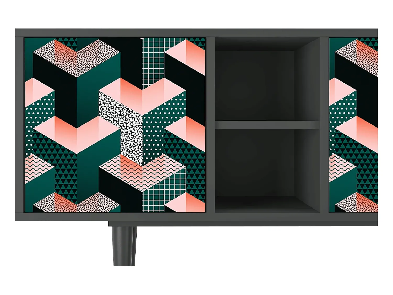 Mueble de TV - 150х69х41 cm - T5 - Geometric Madness, Antracite^ Móvel De Tv