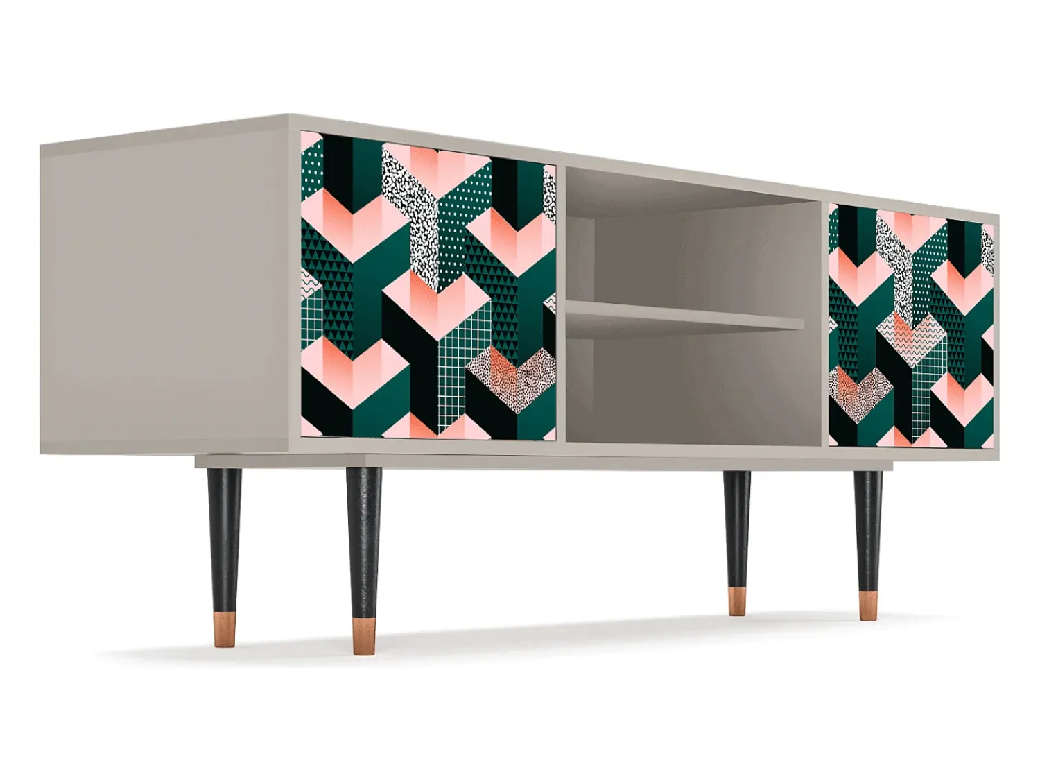 Mueble de TV - 170х69х48 cm - T2 - Geometric Madness, Areia Bege