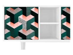 Sale Mueble de TV - 150х69х41 cm - T5 - Geometric Madness, Branco Bege