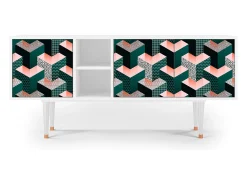 Sale Mueble de TV - 150х69х41 cm - T5 - Geometric Madness, Branco Bege