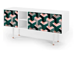 Sale Mueble de TV - 150х69х41 cm - T5 - Geometric Madness, Branco Bege