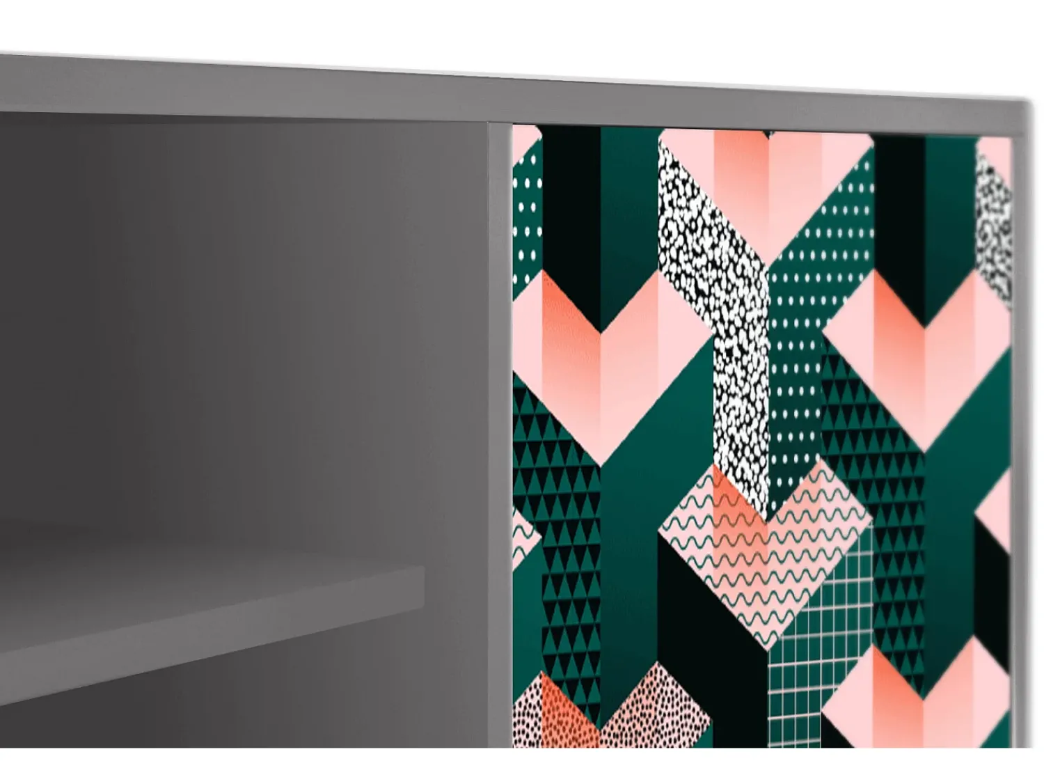 Móvel De Tv* Mueble de TV - 170х69х48 cm - T2 - Geometric Madness, Cinza Cinzento