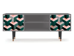 Móvel De Tv* Mueble de TV - 170х69х48 cm - T2 - Geometric Madness, Cinza Cinzento