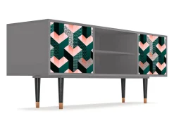 Móvel De Tv* Mueble de TV - 170х69х48 cm - T2 - Geometric Madness, Cinza Cinzento