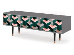 Móvel De Tv* Mueble de TV - 170х59х48 cm - T4 - Geometric Madness, Cinza Cinzento