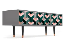 Móvel De Tv* Mueble de TV - 170х59х48 cm - T4 - Geometric Madness, Cinza Cinzento