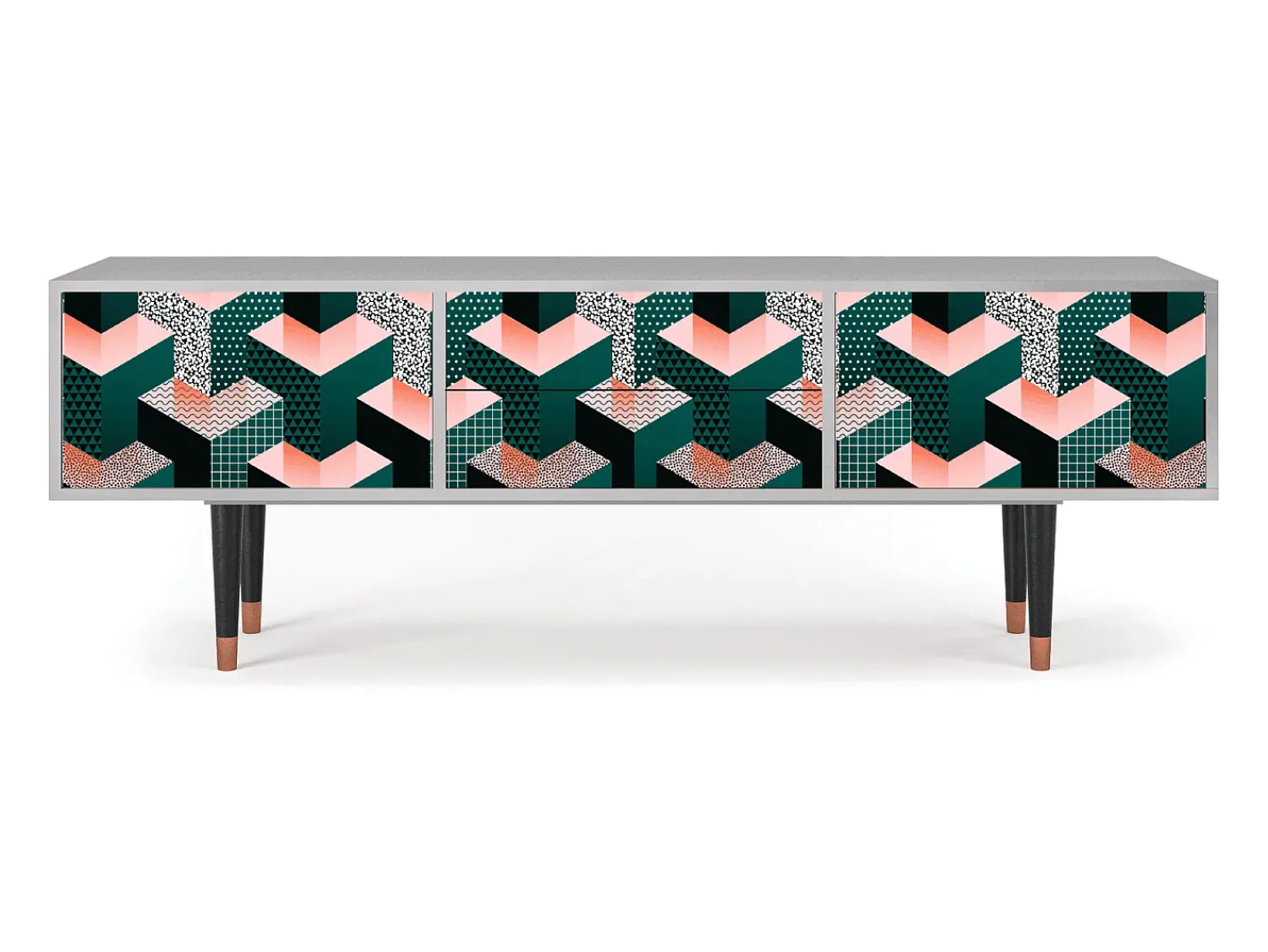 Móvel De Tv* Mueble de TV - 170х59х48 cm - T4 - Geometric Madness, Cinza Cinzento