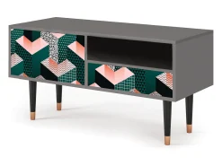 Sale Mueble de TV - 115х59х48 cm - T3 - Geometric Madness, Cinza Cinzento