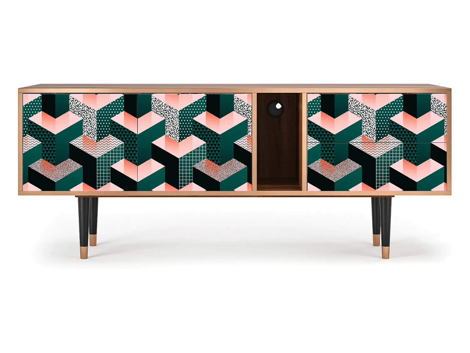 Discount Mueble de TV - 170х69х48 cm - T1 - Geometric Madness, Nogueira Castanho