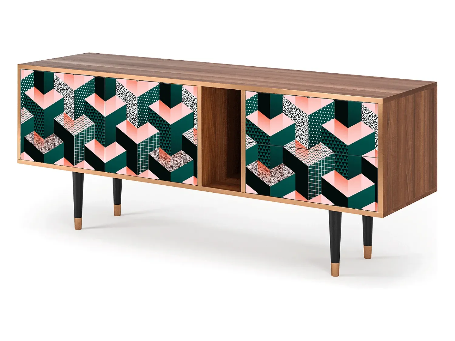 Discount Mueble de TV - 170х69х48 cm - T1 - Geometric Madness, Nogueira Castanho