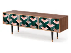 Móvel De Tv* Mueble de TV - 170х59х48 cm - T4 - Geometric Madness, Nogueira Castanho