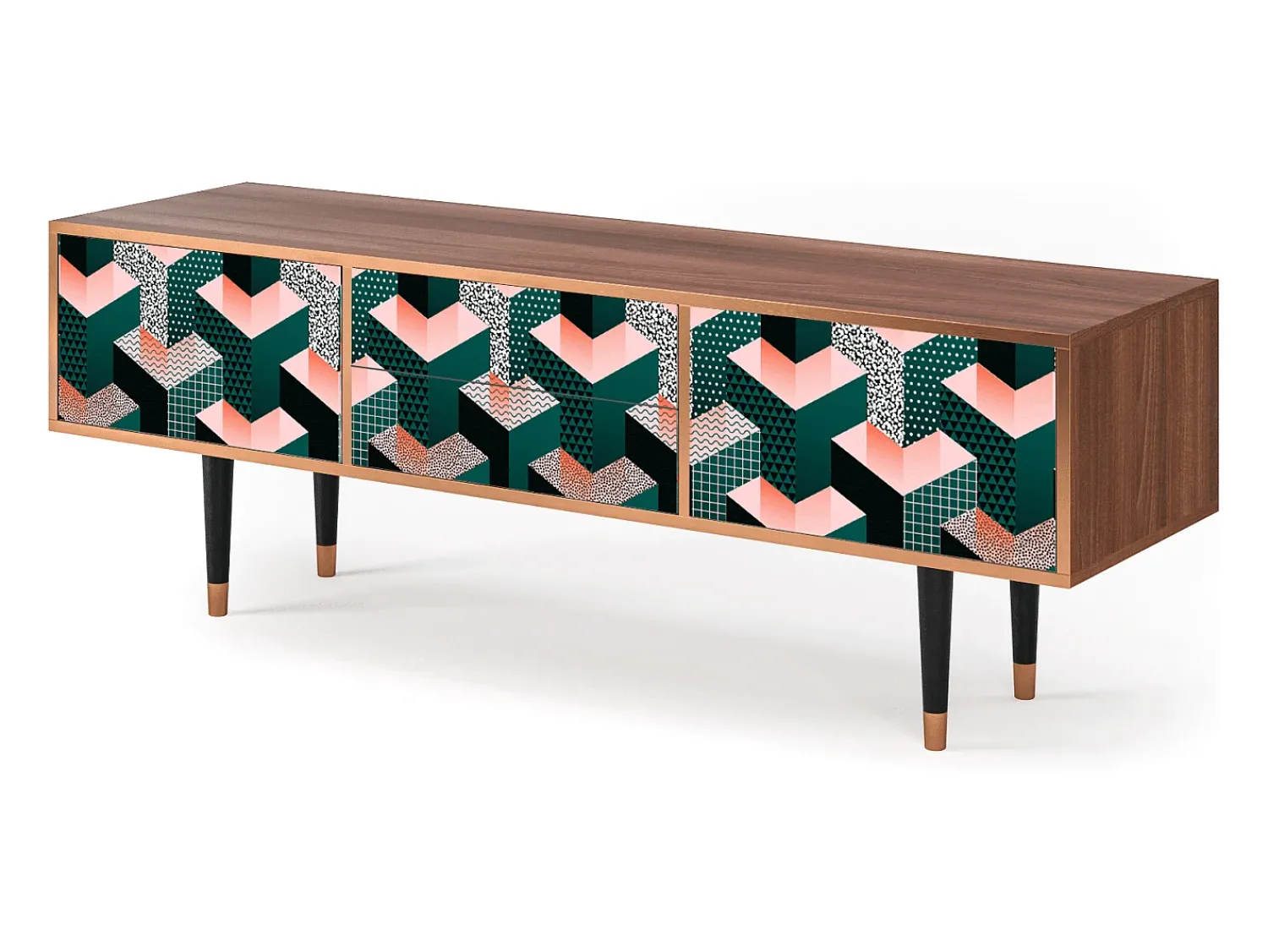 Móvel De Tv* Mueble de TV - 170х59х48 cm - T4 - Geometric Madness, Nogueira Castanho