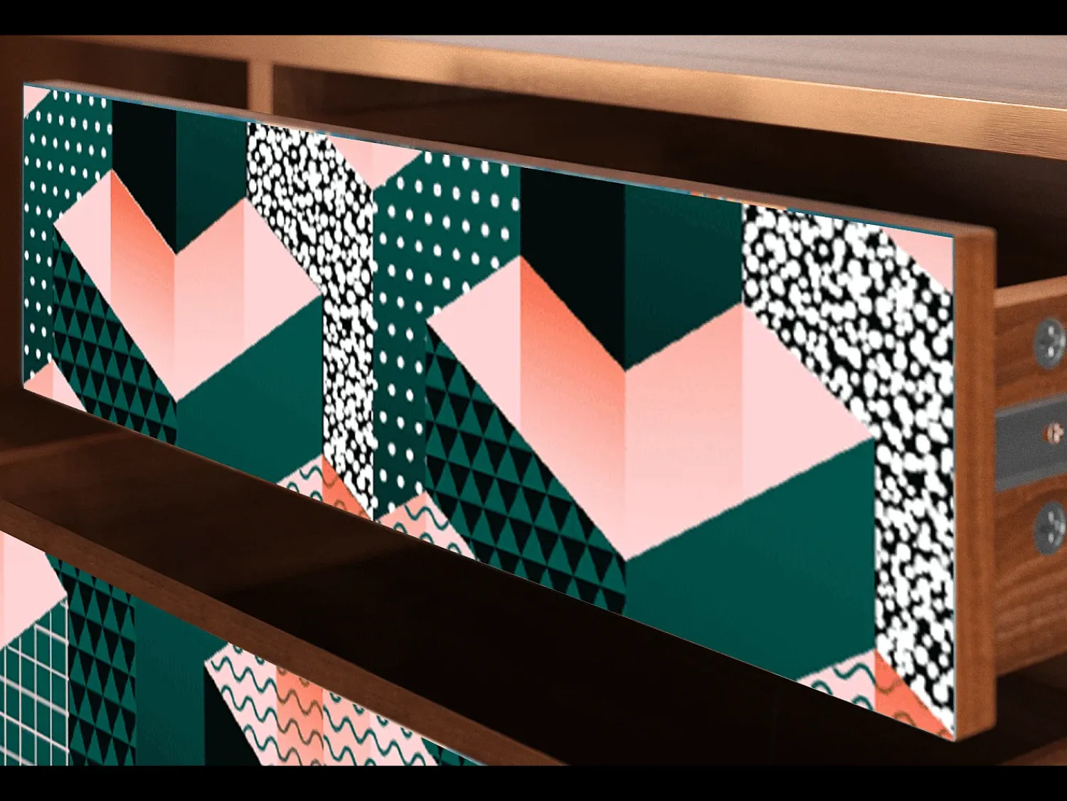 Móvel De Tv* Mueble de TV - 170х59х48 cm - T4 - Geometric Madness, Nogueira Castanho