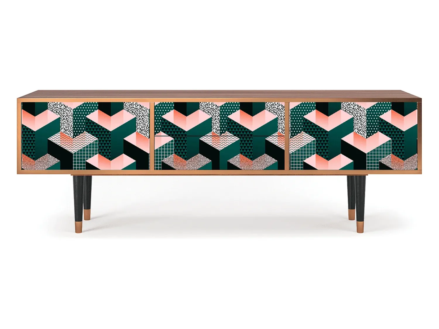 Móvel De Tv* Mueble de TV - 170х59х48 cm - T4 - Geometric Madness, Nogueira Castanho