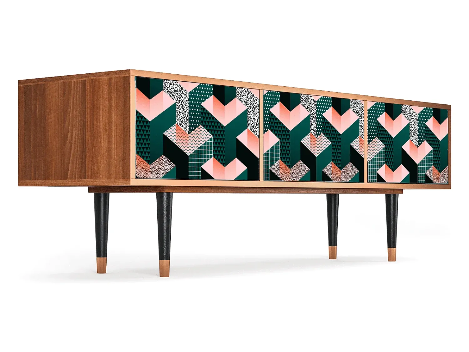 Móvel De Tv* Mueble de TV - 170х59х48 cm - T4 - Geometric Madness, Nogueira Castanho